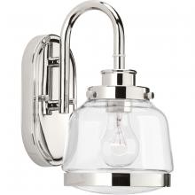 Progress P300080-104 - Judson Collection One-Light Polished Nickel Clear Glass Farmhouse Bath Vanity Light