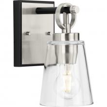 Progress P300480-009 - Cassell Collection One-Light Brushed Nickel Matte Black Luxe Industrial Bath & Vanity Light