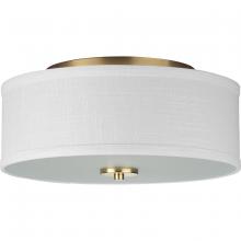 Progress P350130-012 - Inspire Collection Two-Light Satin Brass Summer Linen Shade New Traditional Flush Mount Light