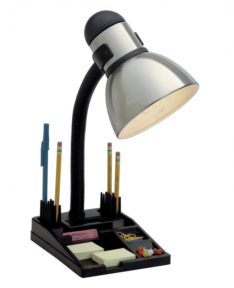 Goose Neck Desk Lamp Steel Black Finish Organization Tray Base SF76 356